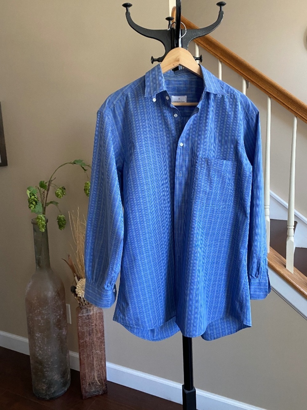 Ermenegildo Zegna Plaid Button Down Shirt Classic Fit Size 40